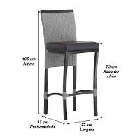 Banqueta Corda Náutica Cannes Alumínio Cozinha Edícula Mesa Prata - 5