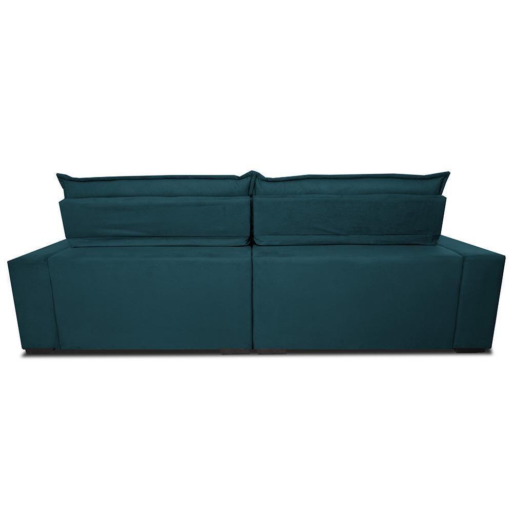 Sofá Retrátil E Reclinável 3,15m Molas Ensacadas Cama Inbox Spazus Com Bordado 3d Velusoft Petróleo - 6