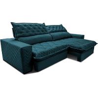 Sofá Retrátil E Reclinável 3,15m Molas Ensacadas Cama Inbox Spazus Com Bordado 3d Velusoft Petróleo - 7