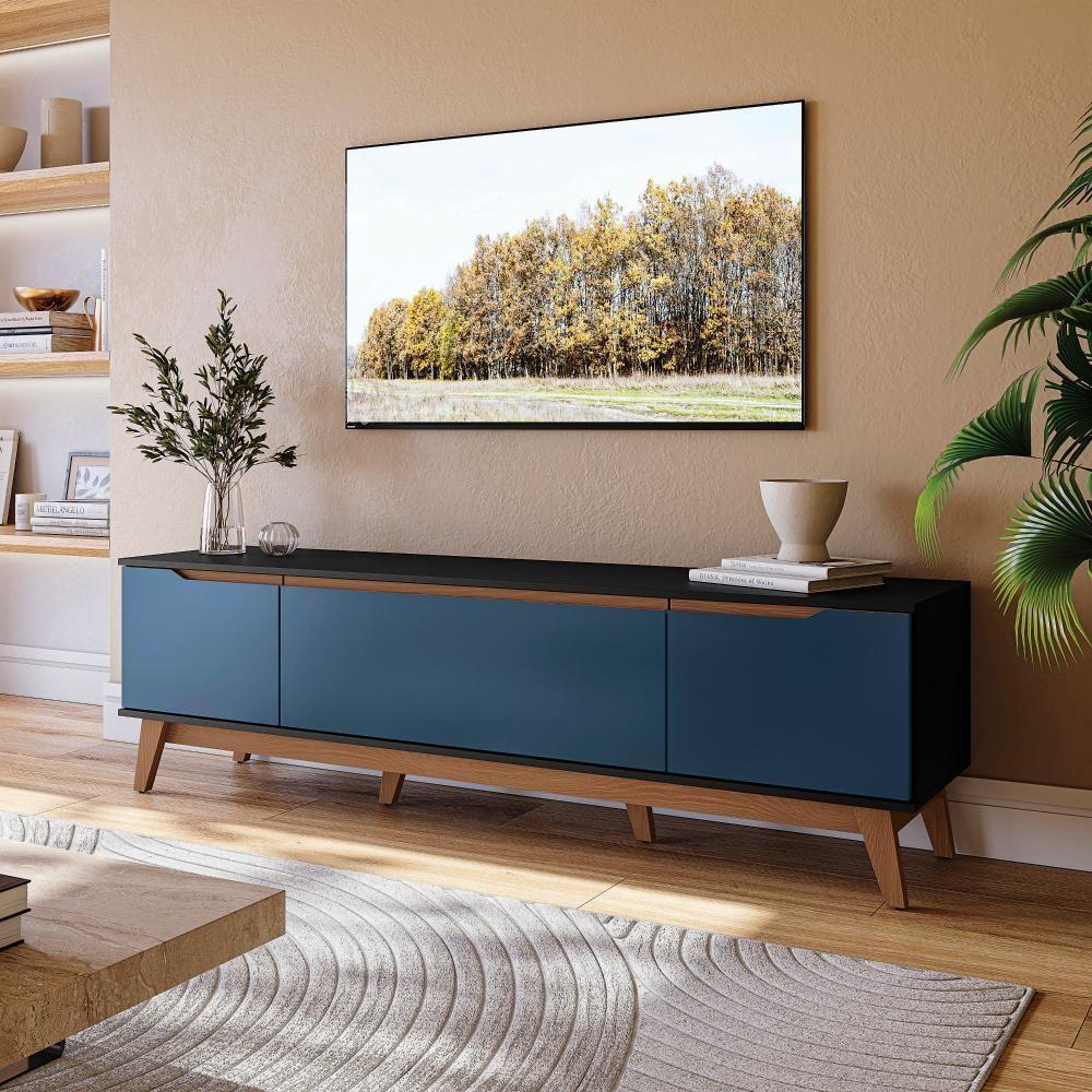 Rack Kappesberg 3 Portas Preto Fosco-azul Profundo 180cm - 1