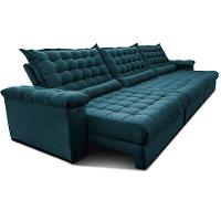 Sofá Retrátil E Reclinável 3,55m Molas Ensacadas Cama Inbox Big Space Com Bordado 3d Velusoft Petróleo - 8