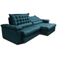 Sofá Retrátil E Reclinável 2,35m Molas Ensacadas Cama Inbox Big Space Com Bordado 3d Velusoft Petróleo - 8