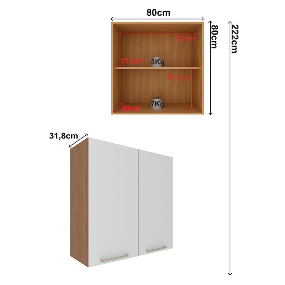 Armario Aereo 2 Portas 80 Cm Mdp Cz3115 Freijo Branco Tecno Mobili - 4