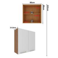 Armario Aereo 2 Portas 80 Cm Mdp Cz3115 Freijo Branco Tecno Mobili