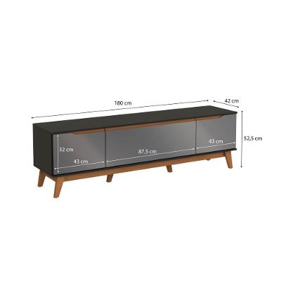 Rack Kappesberg 3 Portas Preto Fosco-chumbo 180cm