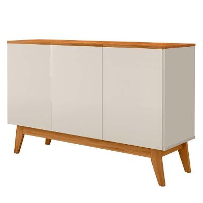 Balcao Buffet Ares 3 Portas 122 Cm Henn Off White Nature