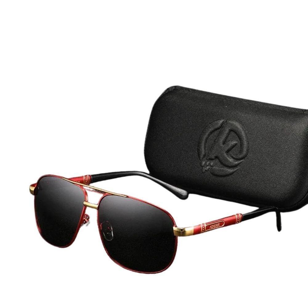 Óculos De Luxo Alumínio E Magnésio Quadrado Polarizados Kdeam Vermelho - 1