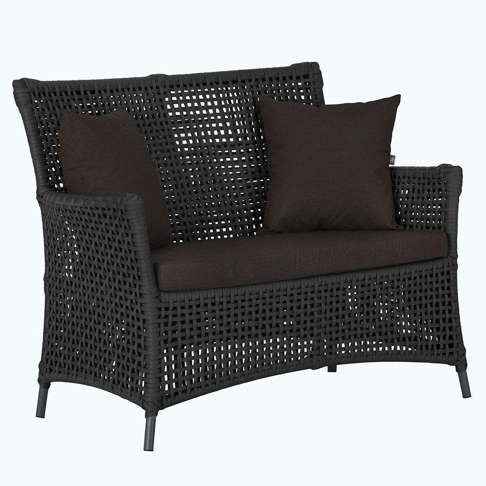 Sofá Igapó 2 Lugares E Mesa Varanda Jardim Piscina área Preto - 1