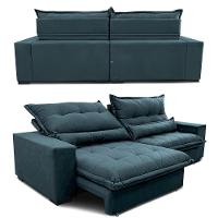 Sofa Retrátil E Reclinável 2,52m Com Molas Ensacadas Cama Inbox Soft Tecido Velusoft Petróleo - 7