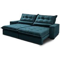 Sofa Retrátil E Reclinável 2,52m Com Molas Ensacadas Cama Inbox Soft Tecido Velusoft Petróleo - 8