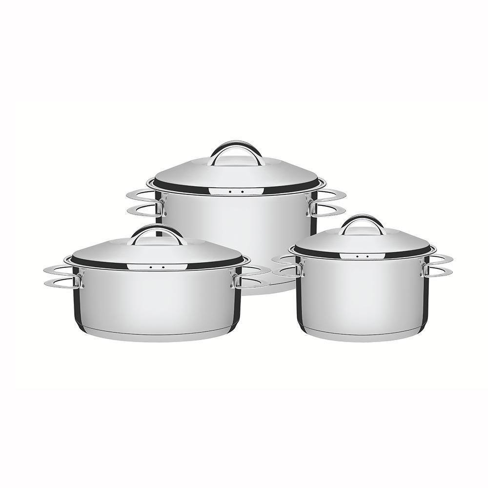 Jogo De Panelas Solar Em Aço Inox Com Fundo Triplo Indução 3 Peças - Tramontina 65510740 - 1