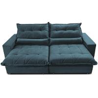 Sofa Retrátil E Reclinável 2,32m Com Molas Ensacadas Cama Inbox Soft Tecido Velusoft Petróleo - 1