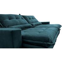 Sofa Retrátil E Reclinável 2,32m Com Molas Ensacadas Cama Inbox Soft Tecido Velusoft Petróleo - 5
