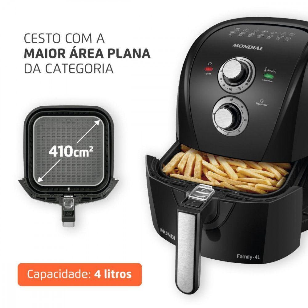 Fritadeira Sem Óleo Air Fryer Mondial 4L 1500W Preto - 220V - 4