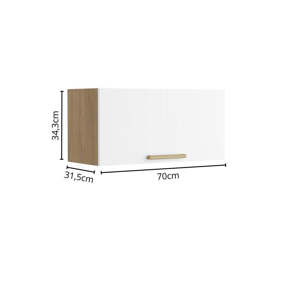 Armário Aéreo Com Porta Basculante Branco Axé Bertolini Branco/carvalho - 2