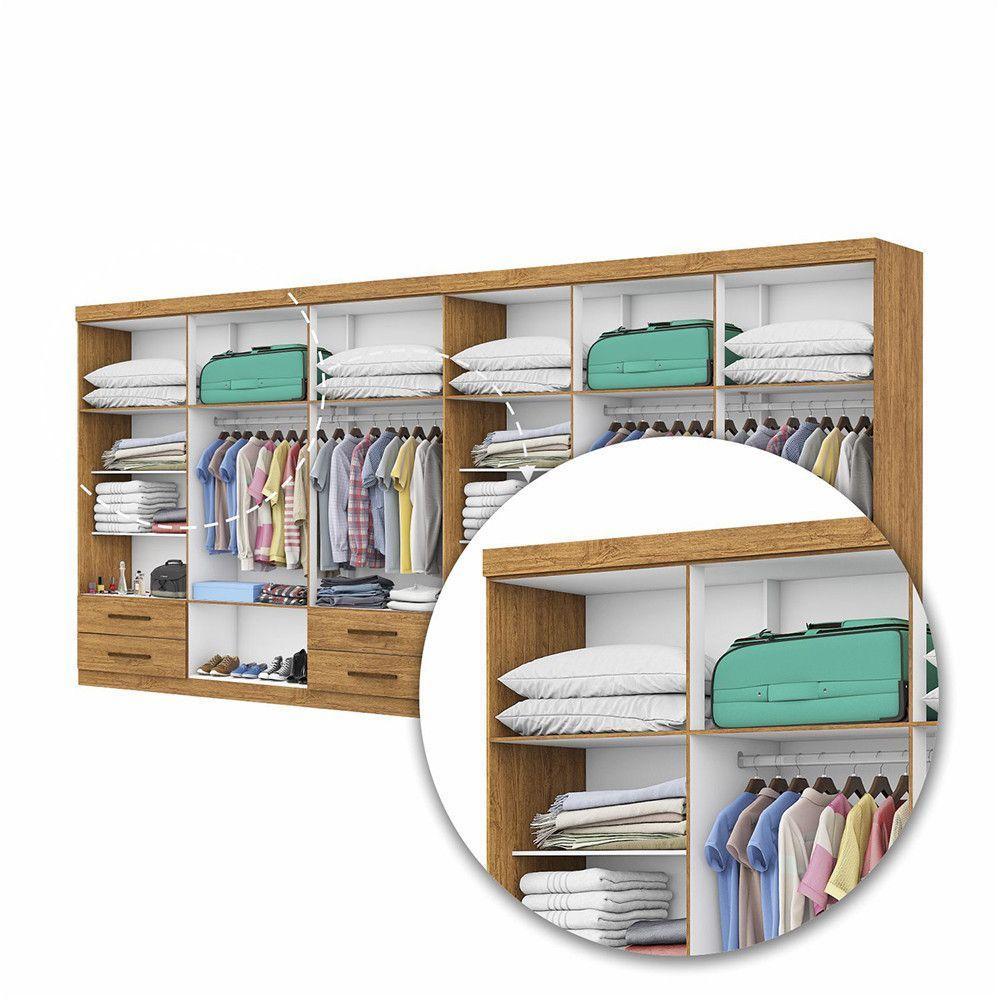 Closet Casal Duplo Lu 12 Portas 8 Gavetas Cinamomo - 6