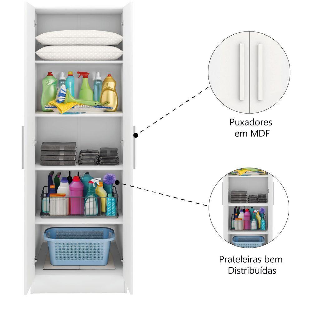 Armário Multiuso Organizador Para Escritório Ou Lavanderia 4 Prateleiras Belém Notável Branco - 4