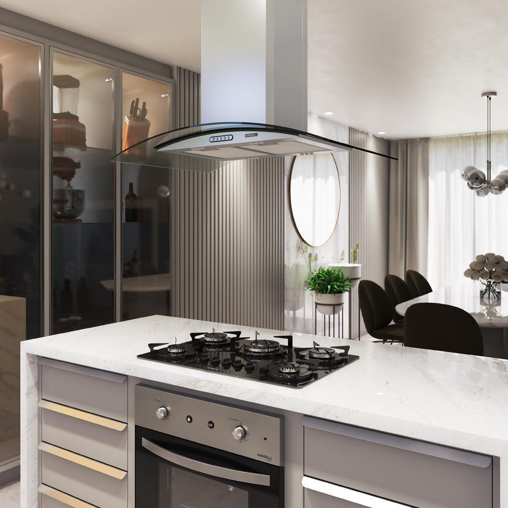 Coifa Ilha Nardelli CIVC Vidro Curvo 90 cm Inox 220V - 3