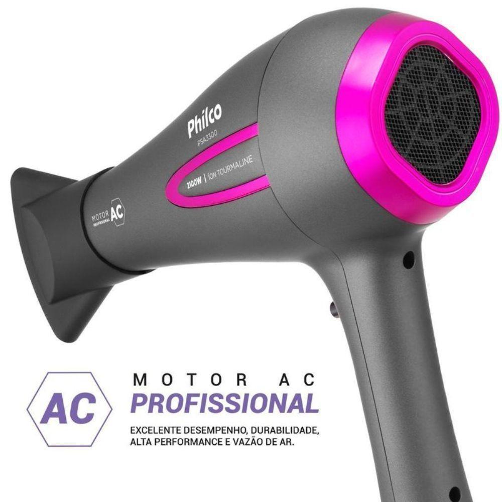 Secador Philco Ions Tourmaline PSA3300 2100w Cinza/Rosa - 220V - 3