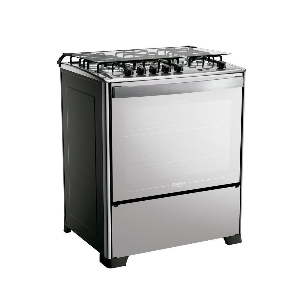 Fogão Dako Magister 5 Bocas Style Mesa De Inox A Gás Espelhado Bivolt - 1