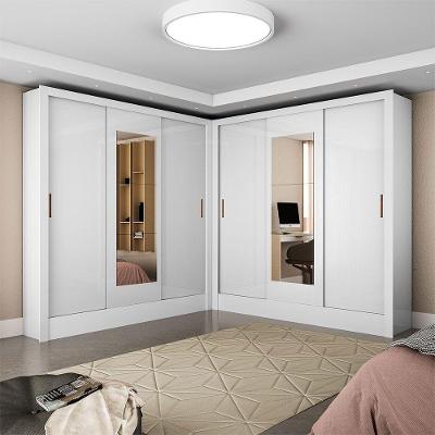 Closet Casal Duplo Fortaleza 6 Portas Espelho 12 Prateleiras Branco