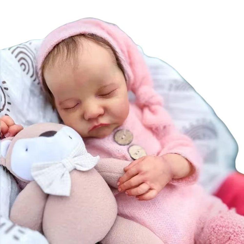Bebê Reborn Silicone Sólido Levi Menina Dormindo - 1