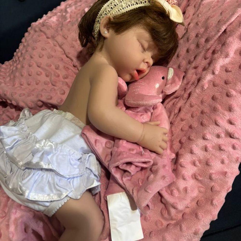 Bebê Reborn Silicone Sólido Menina Dormindo - 3