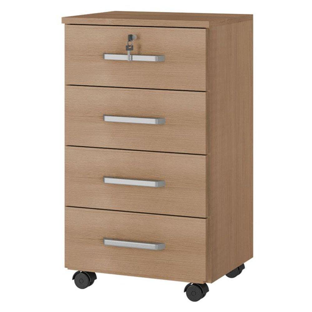 Kit 4 Gaveteiros Para Escritório Gávea Com Chave E 4 Livreiros Office Freijó Fosco - Móveis Leão - 2