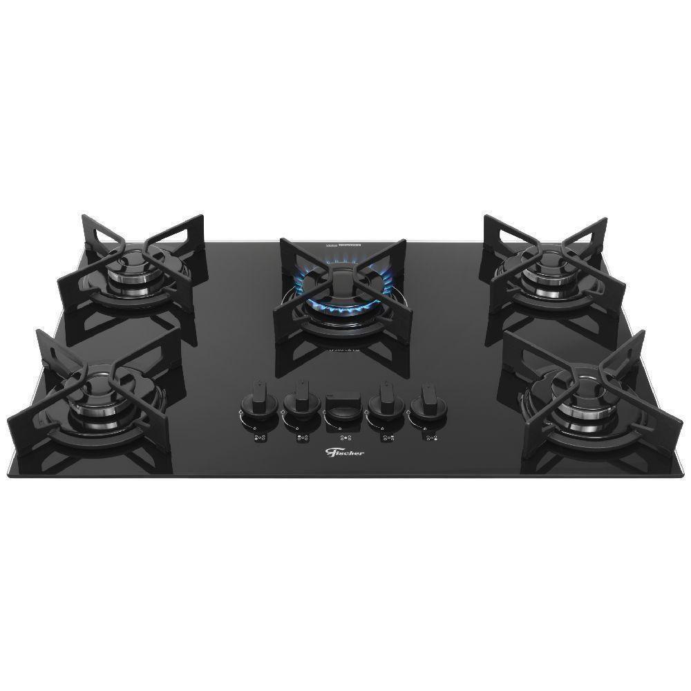 Cooktop a Gás Fischer 5 Bocas Fit Line Tripla Chama Trempe Iron - Bivolt - 1