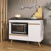 Balcão Para Cooktop E Forno 105cm 1 Porta 1 Gaveta Veneza Multimóveis Mp2258 Branco Dourado - 1