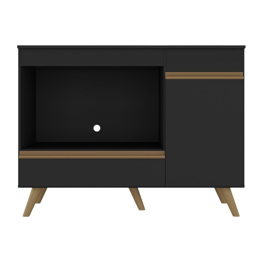 Balcão Para Cooktop E Forno 105cm 1 Porta 1 Gaveta Veneza Multimóveis Mp2258 Preto Dourado - 7