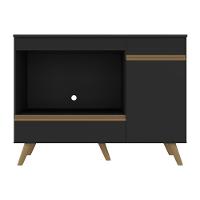 Balcão Para Cooktop E Forno 105cm 1 Porta 1 Gaveta Veneza Multimóveis Mp2258 Preto Dourado - 7