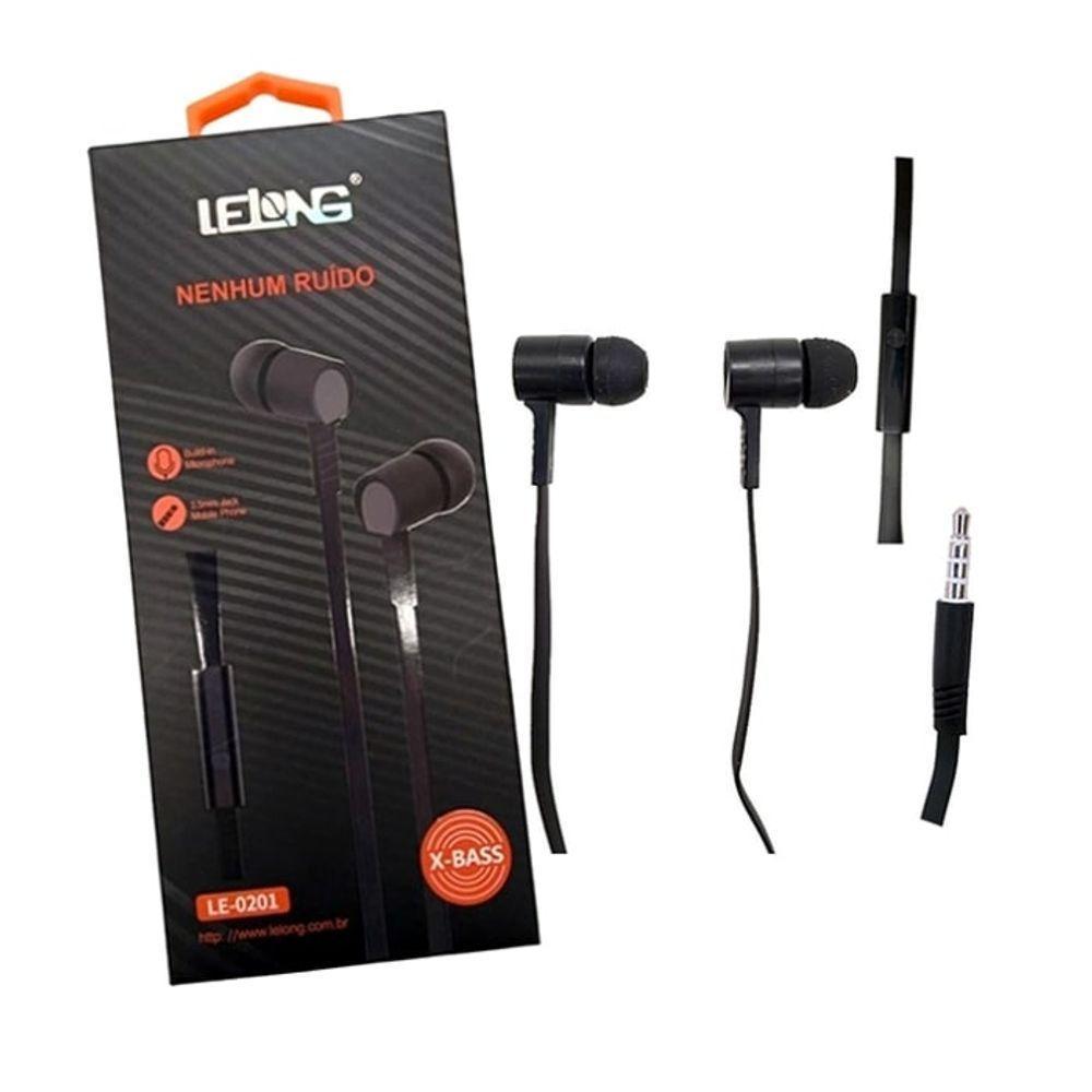 Fone De Ouvido Com Fio Com Microfone Lelong Preto - 1