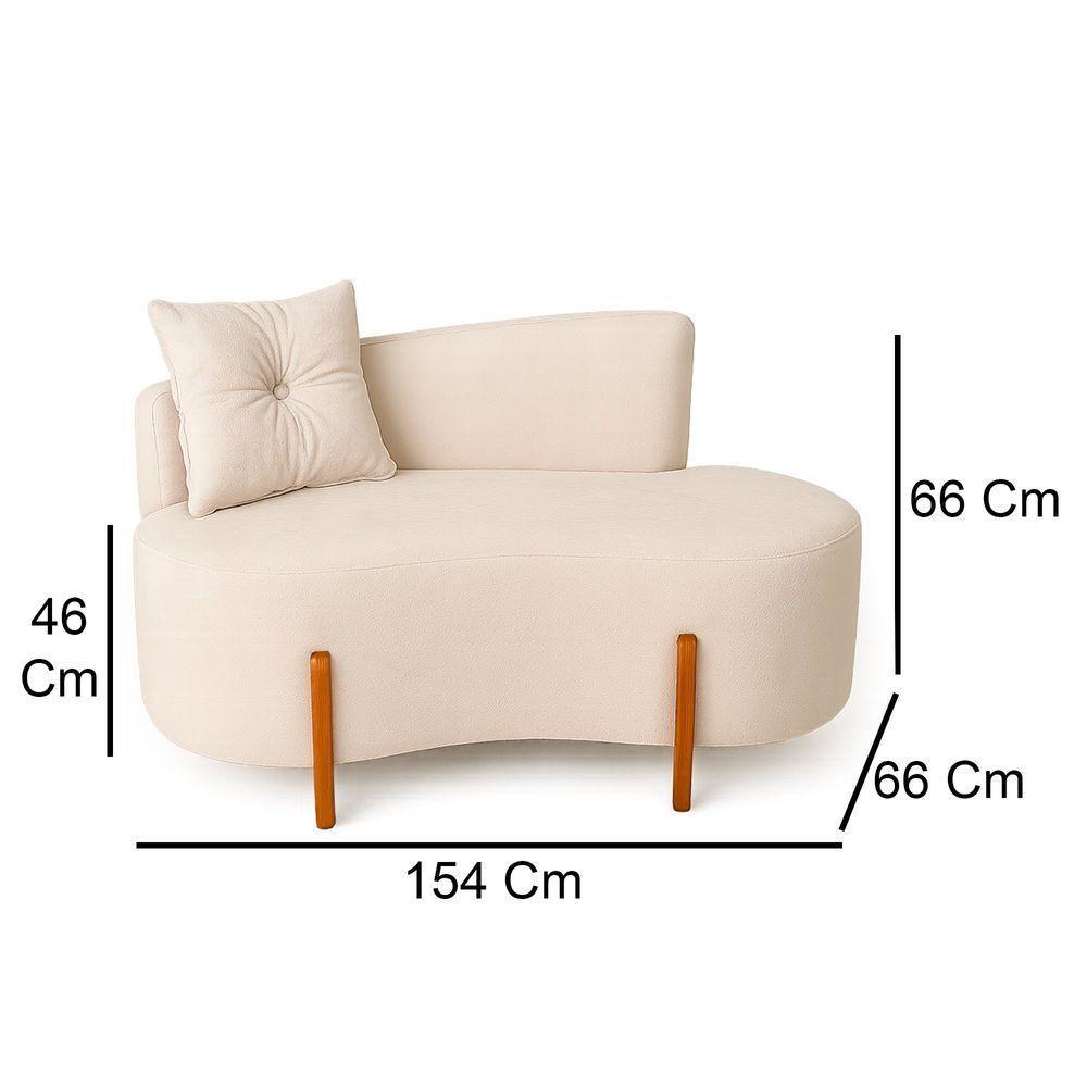 Sofá Orgânico Divã Veludo Com Pés De Madeira 7 Decor Bege - 5