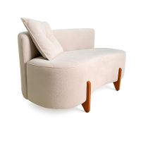 Sofá Orgânico Divã Veludo Com Pés De Madeira 7 Decor Bege - 3