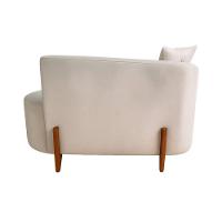 Sofá Orgânico Divã Veludo Com Pés De Madeira 7 Decor Bege