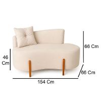 Sofá Orgânico Divã Veludo Com Pés De Madeira 7 Decor Bege - 5