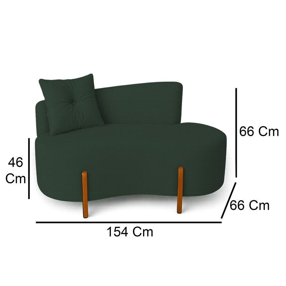 Sofá Orgânico Divã Boucle Com Pés De Madeira 7 Decor Verde Escuro - 5