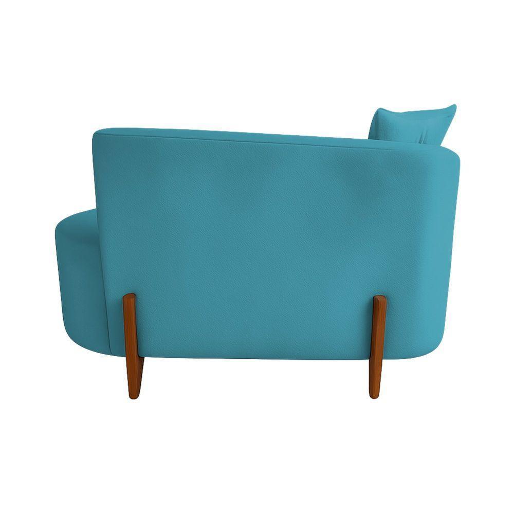 Sofá Orgânico Divã Veludo Com Pés De Madeira 7 Decor Azul Turquesa - 4