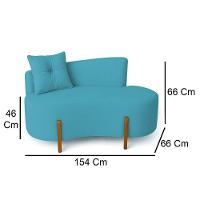 Sofá Orgânico Divã Veludo Com Pés De Madeira 7 Decor Azul Turquesa - 5