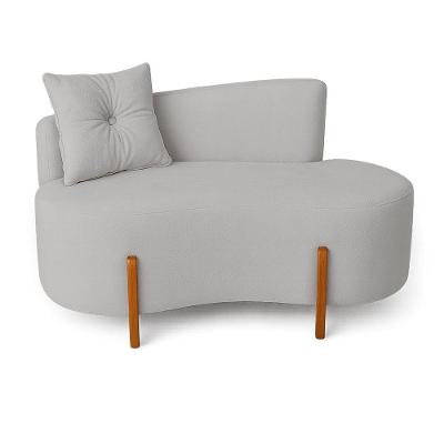 Sofá Orgânico Divã Boucle Com Pés De Madeira 7 Decor Prata