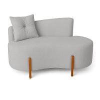 Sofá Orgânico Divã Boucle Com Pés De Madeira 7 Decor Prata - 1