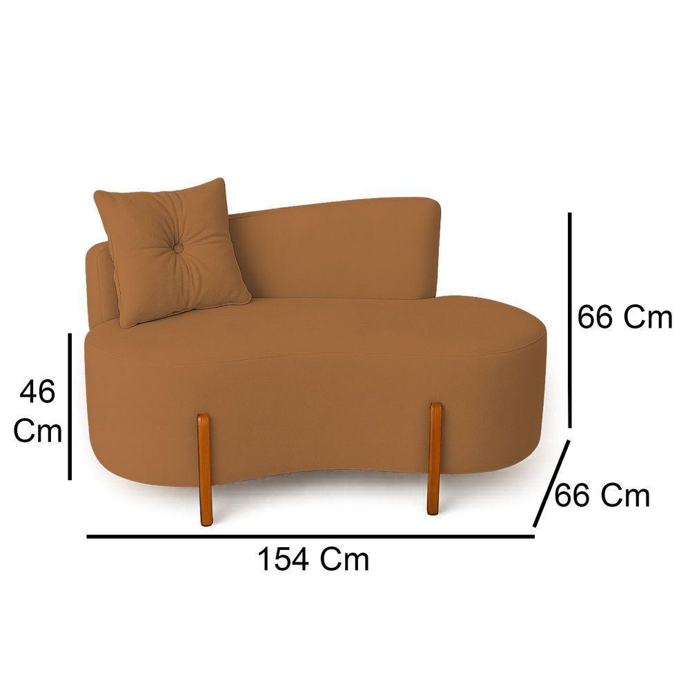 Sofá Orgânico Divã Boucle Com Pés De Madeira 7 Decor Terracota - 5