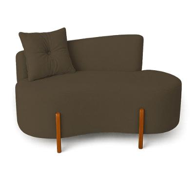 Sofá Orgânico Divã Boucle Com Pés De Madeira 7 Decor Marrom