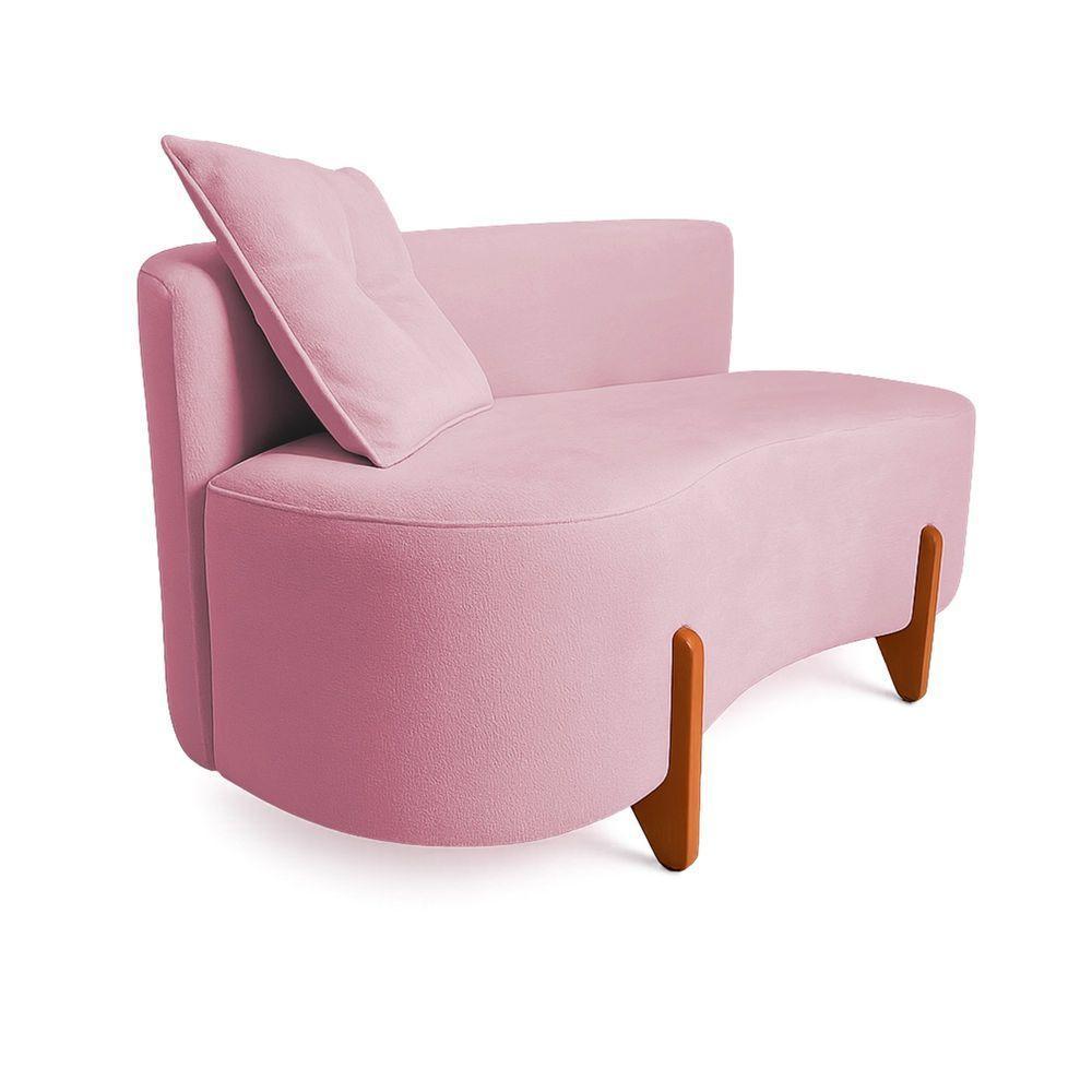 Sofá Orgânico Divã Veludo Com Pés De Madeira 7 Decor Rosê - 3