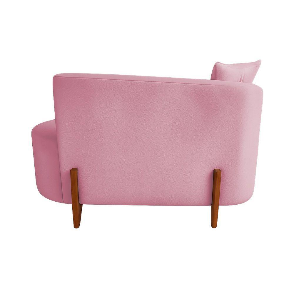 Sofá Orgânico Divã Veludo Com Pés De Madeira 7 Decor Rosê - 4