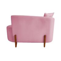 Sofá Orgânico Divã Veludo Com Pés De Madeira 7 Decor Rosê
