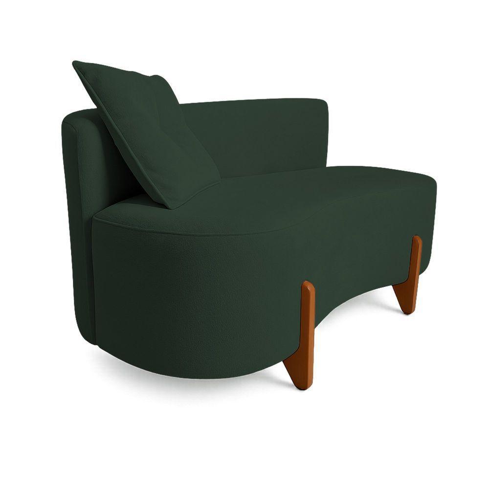 Sofá Orgânico Divã Veludo Com Pés De Madeira 7 Decor Verde Escuro - 4