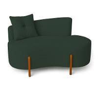 Sofá Orgânico Divã Veludo Com Pés De Madeira 7 Decor Verde Escuro - 1