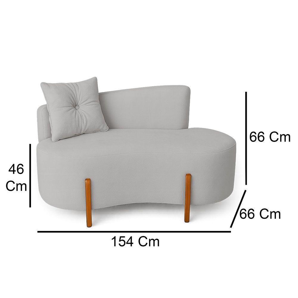 Sofá Orgânico Divã Veludo Com Pés De Madeira 7 Decor Prata - 5